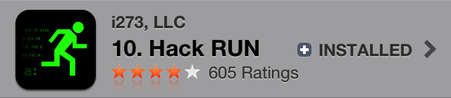 Hack RUN at #10 Apple App Store 2012